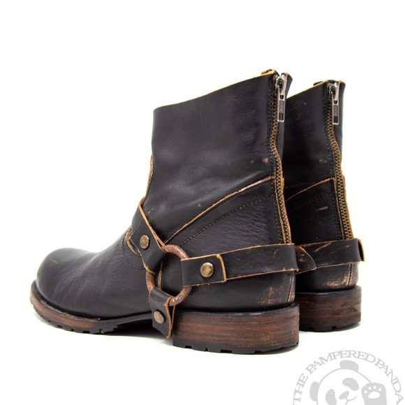 Freebird By Steven Ankle Boots Brown Harness Distress Leather Womens Size 10 025 - Picture 4 of 8